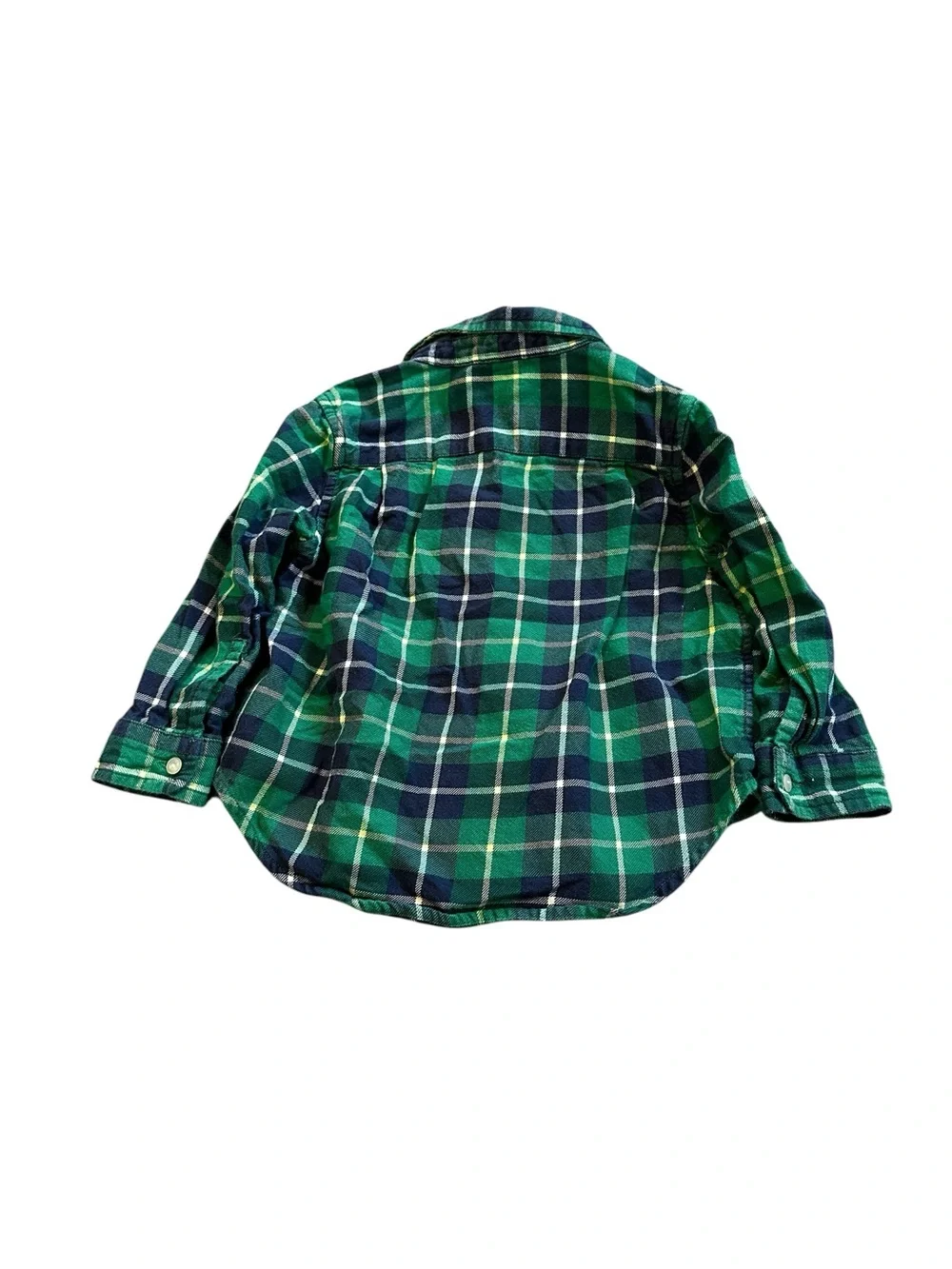 Ralph Lauren Toddler Boys Green Blue Plaid Flannel Shirt Fall Vibes Lumberjack
